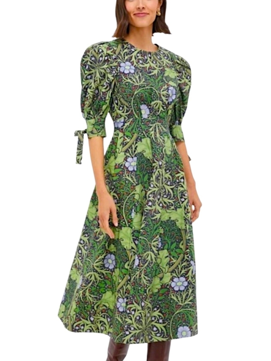 Hyacinth House Dresses & Skirts - NWT Hyacinth House Green Floral Midi Dress with Puff Sleeves